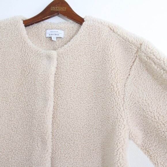 & Other Stories Faux Shearling Coat Light Beige Cream Wool Teddy Size Small - Picture 5 of 16
